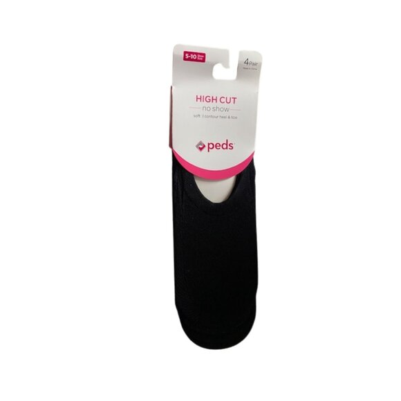 PEDS 12 PAIR Black Hi Cut NO SHOW Soft Sport Liner Socks - Contour Heel and Toe - Picture 2 of 7